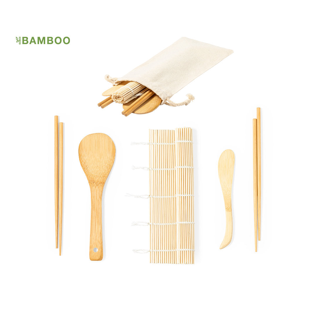 Kit Sushi Personalizzato in Bamboo - Con nome e personaggi sushi cartoon
