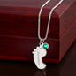 "Footprint" Collana regalo per la mamma - ciondolo piedino con nome e pietra di nascita