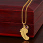 "Footprint" Collana regalo per la mamma - ciondolo piedino con nome e pietra di nascita