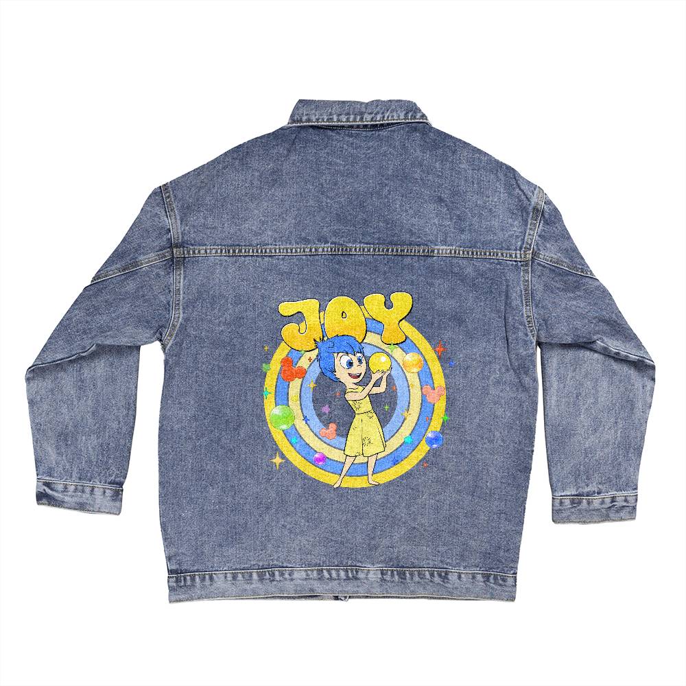 Giacca in Jeans Donna Oversize con Stampa dei Personaggi di Inside Out