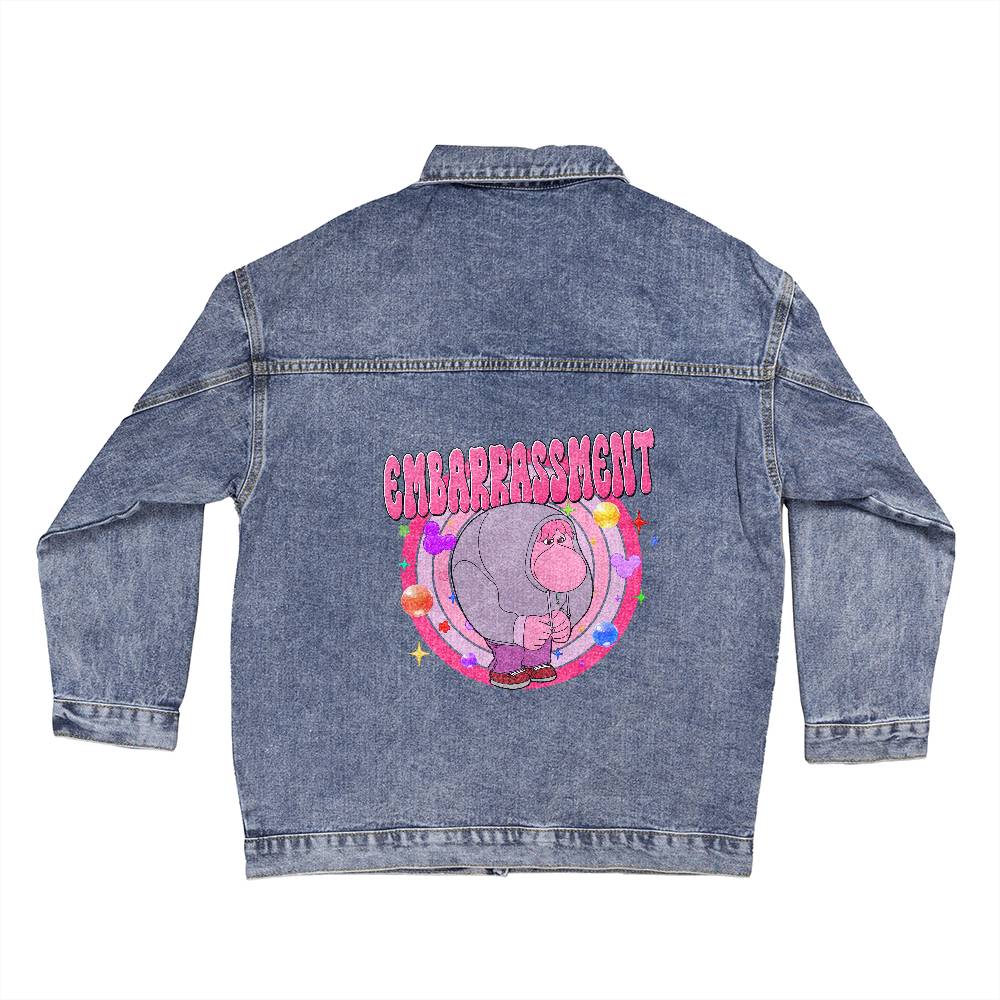 Giacca in Jeans Donna Oversize con Stampa dei Personaggi di Inside Out