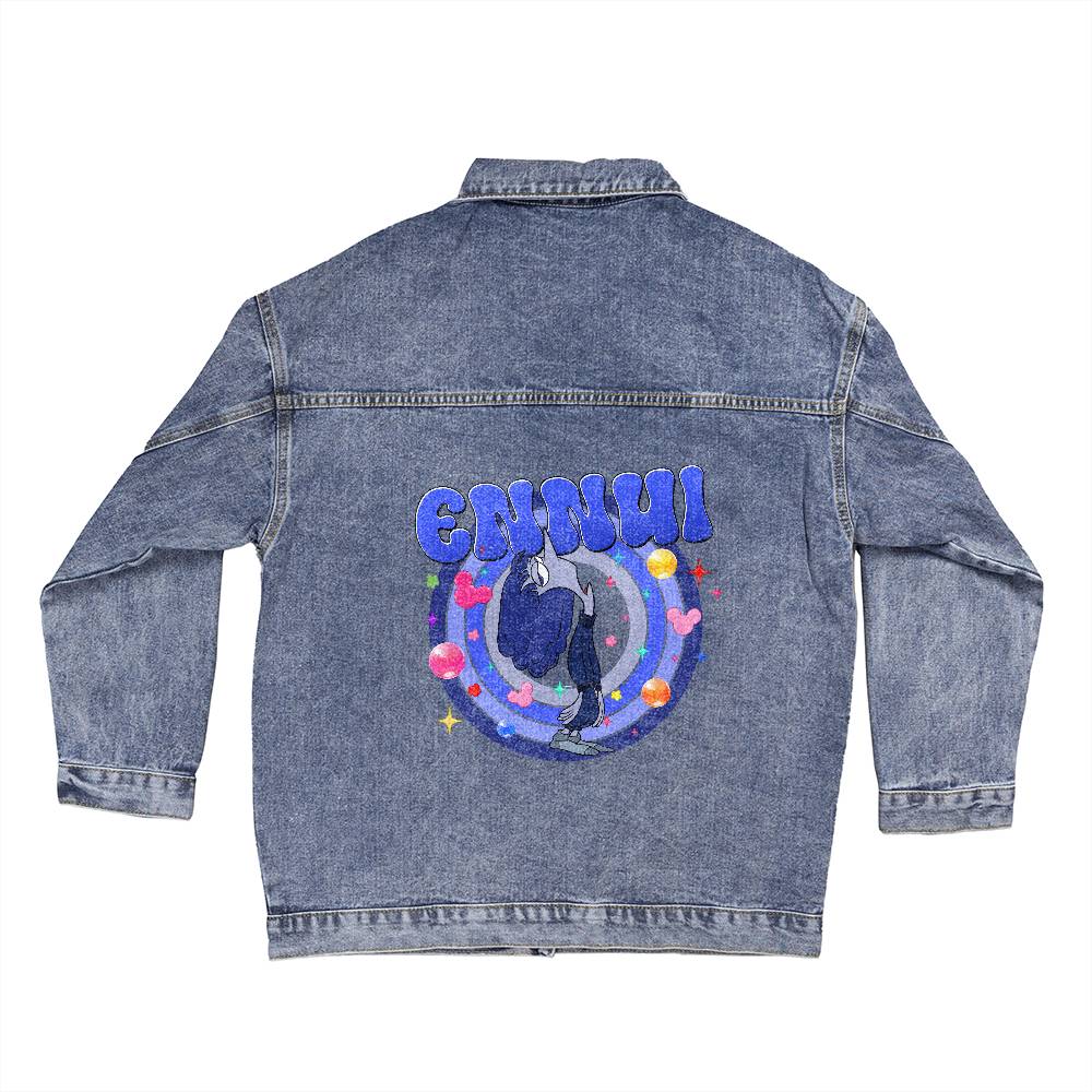 Giacca in Jeans Donna Oversize con Stampa dei Personaggi di Inside Out