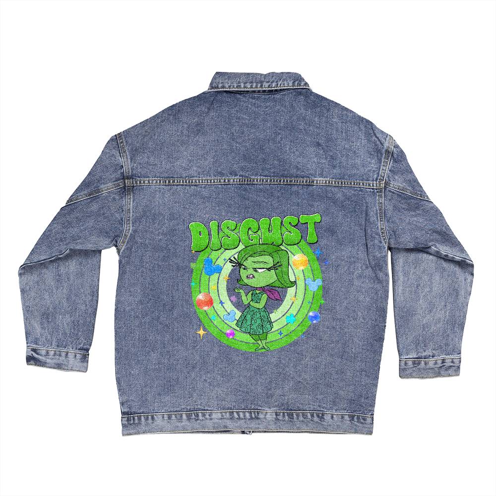 Giacca in Jeans Donna Oversize con Stampa dei Personaggi di Inside Out