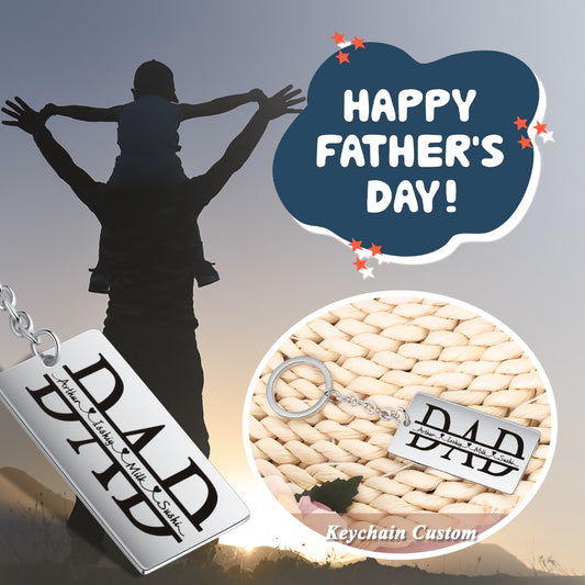 Portachiavi in acciaio inciso "DAD" O "MUM"