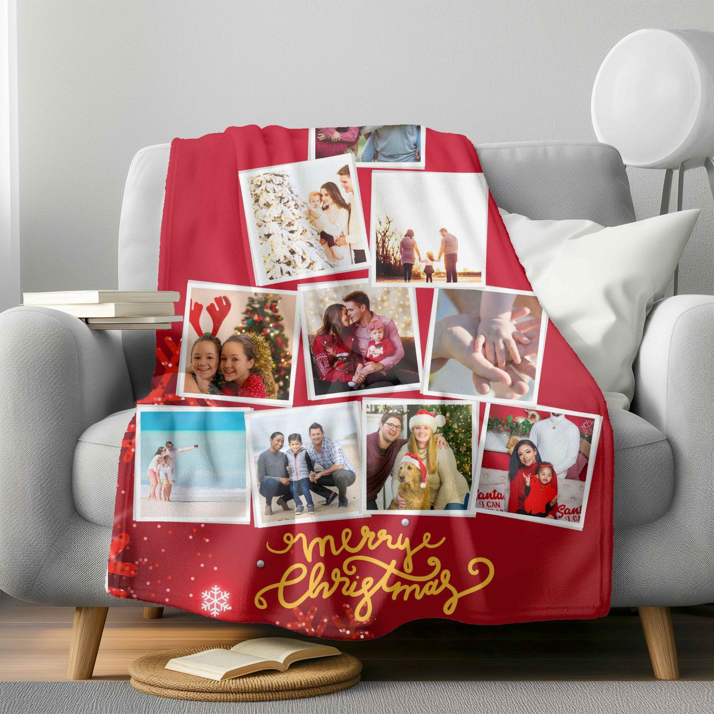 Plaid in pile Merry Christmas con 10 foto
