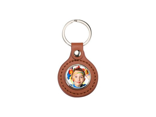 Round leather keychain